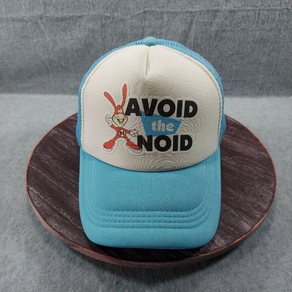 Avoid The Noid Snapback Trucker Hat Blue & White Mesh Adjustable Cap Vintage - Picture 1 of 8